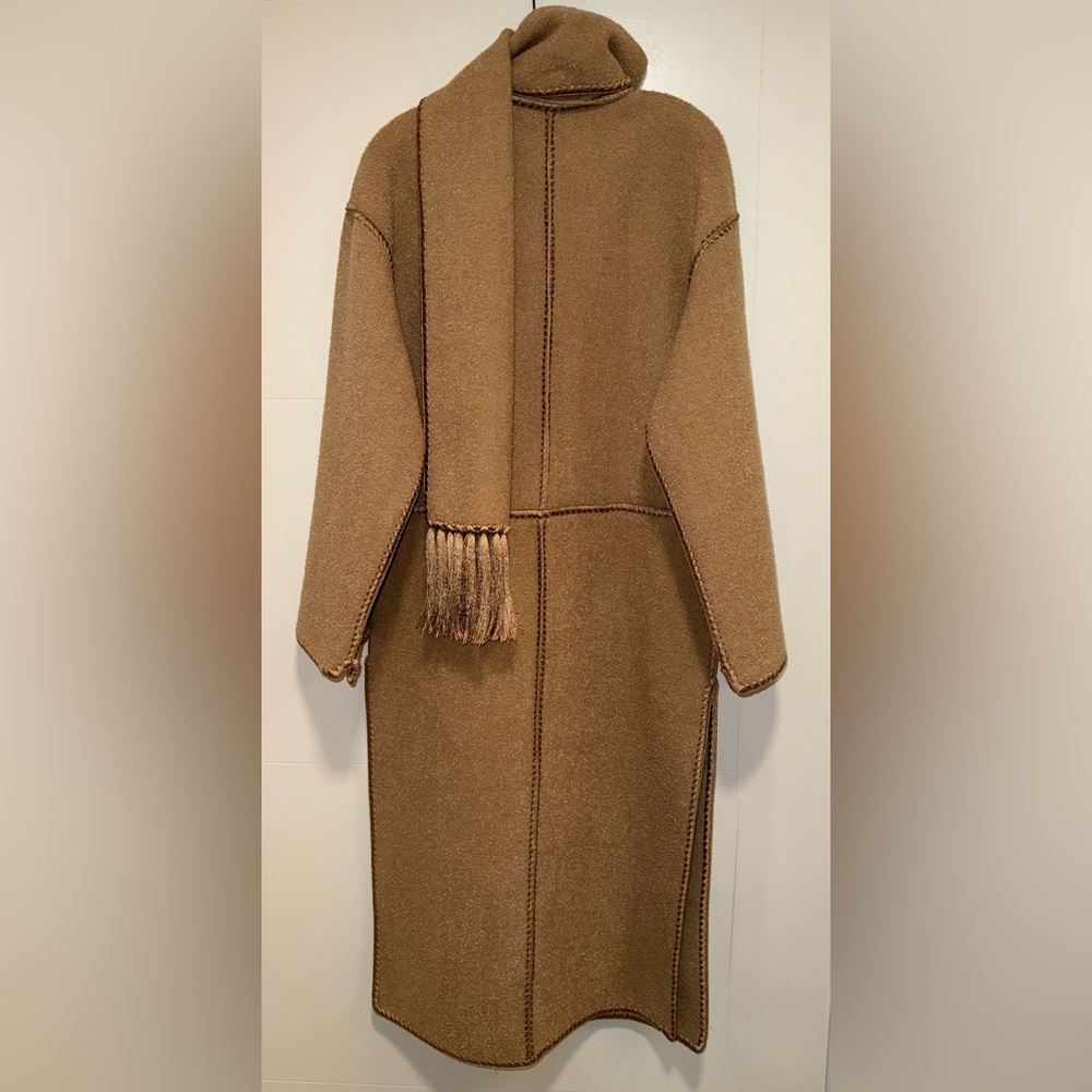Toteme Embroidered Scarf Coat, 34, Camel - Picture 11 of 16